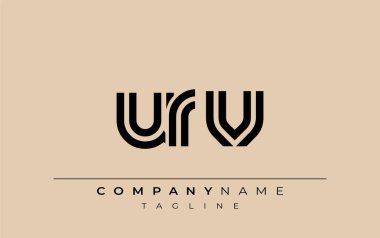 URV Yaratıcı Eşsiz Modern Harf Logosu Tasarımı. Benzersiz bir harf dizaynına sahip stilize logo, soyut minimalist estetik ve modern cazibe sunar.