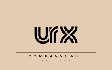 URX Yaratıcı Eşsiz Modern Harf Logosu Tasarımı. Benzersiz bir harf dizaynına sahip stilize logo, soyut minimalist estetik ve modern cazibe sunar.