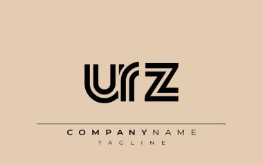 URZ Yaratıcı Eşsiz Modern Harf Logosu Tasarımı. Benzersiz bir harf dizaynına sahip stilize logo, soyut minimalist estetik ve modern cazibe sunar.