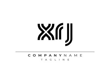 XRJ Yaratıcı Eşsiz Modern Harf Logosu Tasarımı. Benzersiz bir harf dizaynına sahip stilize logo, soyut minimalist estetik ve modern cazibe sunar.