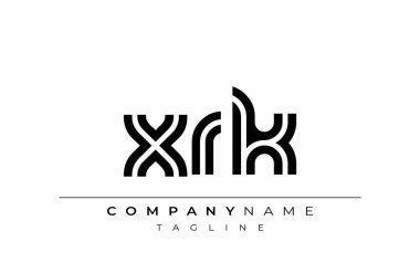 XRK Yaratıcı Eşsiz Modern Harf Logosu Tasarımı. Benzersiz bir harf dizaynına sahip stilize logo, soyut minimalist estetik ve modern cazibe sunar.