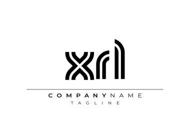 XRL Yaratıcı Eşsiz Modern Harf Logosu Tasarımı. Benzersiz bir harf dizaynına sahip stilize logo, soyut minimalist estetik ve modern cazibe sunar.