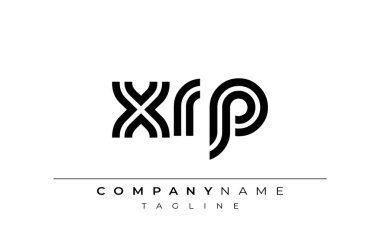 XRP Yaratıcı Eşsiz Modern Harf Logosu Tasarımı. Benzersiz bir harf dizaynına sahip stilize logo, soyut minimalist estetik ve modern cazibe sunar.
