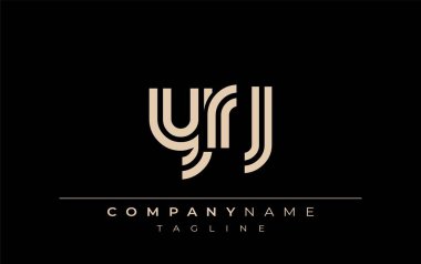 YRJ Yaratıcı Eşsiz Modern Harf Logosu Tasarımı. Benzersiz bir harf dizaynına sahip stilize logo, soyut minimalist estetik ve modern cazibe sunar.
