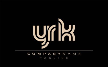 YRK Yaratıcı Eşsiz Modern Harf Logosu Tasarımı. Benzersiz bir harf dizaynına sahip stilize logo, soyut minimalist estetik ve modern cazibe sunar.