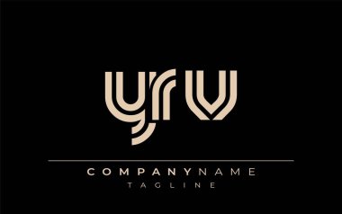 YRV Yaratıcı Eşsiz Modern Harf Logosu Tasarımı. Benzersiz bir harf dizaynına sahip stilize logo, soyut minimalist estetik ve modern cazibe sunar.