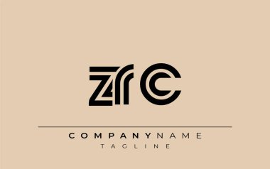 ZRC Yaratıcı Eşsiz Modern Harf Logosu Tasarımı. Benzersiz bir harf dizaynına sahip stilize logo, soyut minimalist estetik ve modern cazibe sunar.