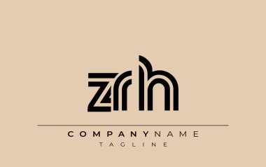 ZRH Yaratıcı Eşsiz Modern Harf Logosu Tasarımı. Benzersiz bir harf dizaynına sahip stilize logo, soyut minimalist estetik ve modern cazibe sunar.