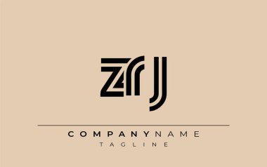 ZRJ Yaratıcı Eşsiz Modern Harf Logosu Tasarımı. Benzersiz bir harf dizaynına sahip stilize logo, soyut minimalist estetik ve modern cazibe sunar.