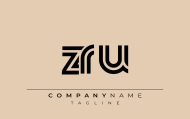 ZRU Yaratıcı Eşsiz Modern Harf Logosu Tasarımı. Benzersiz bir harf dizaynına sahip stilize logo, soyut minimalist estetik ve modern cazibe sunar.