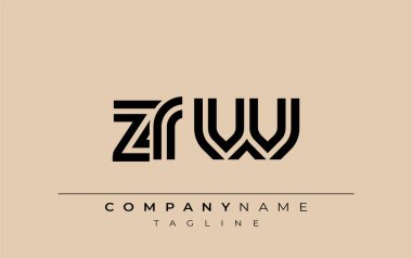 ZRW Yaratıcı Eşsiz Modern Harf Logosu Tasarımı. Benzersiz bir harf dizaynına sahip stilize logo, soyut minimalist estetik ve modern cazibe sunar.