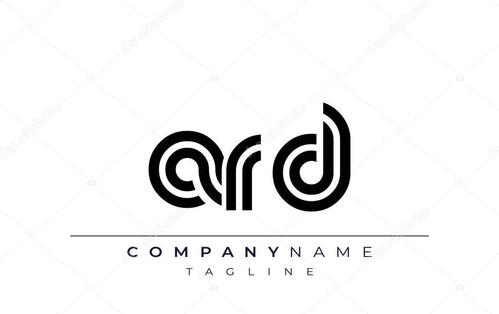 ARD Creative Unique Modern Letter Logo Design. Stylized logo featuring a unique letter design, presenting abstract minimalist aesthetics and modern appeal.