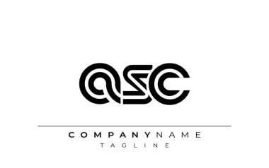ASC Yaratıcı Eşsiz Modern Harf Logosu Tasarımı. Benzersiz bir harf dizaynına sahip stilize logo, soyut minimalist estetik ve modern cazibe sunar.