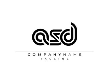 ASD Yaratıcı Eşsiz Modern Harf Logosu Tasarımı. Benzersiz bir harf dizaynına sahip stilize logo, soyut minimalist estetik ve modern cazibe sunar.