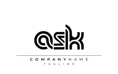 ASK Yaratıcı Eşsiz Modern Harf Logosu Tasarımı. Benzersiz bir harf dizaynına sahip stilize logo, soyut minimalist estetik ve modern cazibe sunar.