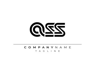 ASS Creative Unique Modern Letter Logo Design. Stylized logo featuring a unique letter design, presenting abstract minimalist aesthetics and modern appeal.