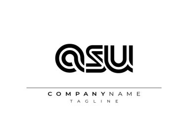 ASU Yaratıcı Eşsiz Modern Harf Logosu Tasarımı. Benzersiz bir harf dizaynına sahip stilize logo, soyut minimalist estetik ve modern cazibe sunar.