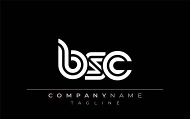 BSC Yaratıcı Eşsiz Modern Harf Logosu Tasarımı. Benzersiz bir harf dizaynına sahip stilize logo, soyut minimalist estetik ve modern cazibe sunar.