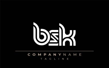 BSK Yaratıcı Eşsiz Modern Harf Logosu Tasarımı. Benzersiz bir harf dizaynına sahip stilize logo, soyut minimalist estetik ve modern cazibe sunar.