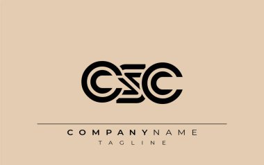 CSC Yaratıcı Eşsiz Modern Harf Logosu Tasarımı. Benzersiz bir harf dizaynına sahip stilize logo, soyut minimalist estetik ve modern cazibe sunar.