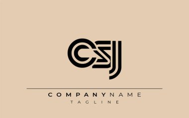 CSJ Yaratıcı Eşsiz Modern Harf Logosu Tasarımı. Benzersiz bir harf dizaynına sahip stilize logo, soyut minimalist estetik ve modern cazibe sunar.