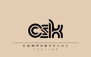 CSK Yaratıcı Eşsiz Modern Harf Logosu Tasarımı. Benzersiz bir harf dizaynına sahip stilize logo, soyut minimalist estetik ve modern cazibe sunar.