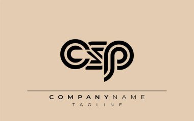 CSP Yaratıcı Eşsiz Modern Harf Logosu Tasarımı. Benzersiz bir harf dizaynına sahip stilize logo, soyut minimalist estetik ve modern cazibe sunar.