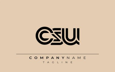 CSU Yaratıcı Eşsiz Modern Harf Logosu Tasarımı. Benzersiz bir harf dizaynına sahip stilize logo, soyut minimalist estetik ve modern cazibe sunar.