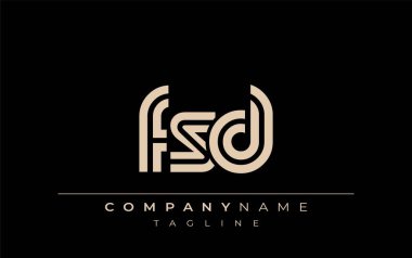 FSD Yaratıcı Eşsiz Modern Harf Logosu Tasarımı. Benzersiz bir harf dizaynına sahip stilize logo, soyut minimalist estetik ve modern cazibe sunar.