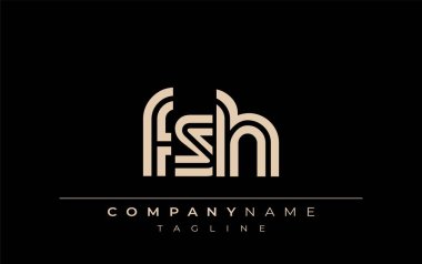 FSH Yaratıcı Eşsiz Modern Harf Logosu Tasarımı. Benzersiz bir harf dizaynına sahip stilize logo, soyut minimalist estetik ve modern cazibe sunar.