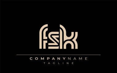 FSK Yaratıcı Eşsiz Modern Harf Logosu Tasarımı. Benzersiz bir harf dizaynına sahip stilize logo, soyut minimalist estetik ve modern cazibe sunar.