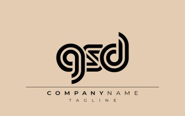 GSD Yaratıcı Eşsiz Modern Harf Logosu Tasarımı. Benzersiz bir harf dizaynına sahip stilize logo, soyut minimalist estetik ve modern cazibe sunar.