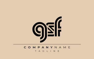 GSF Yaratıcı Eşsiz Modern Harf Logosu Tasarımı. Benzersiz bir harf dizaynına sahip stilize logo, soyut minimalist estetik ve modern cazibe sunar.