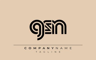 GSN Yaratıcı Eşsiz Modern Harf Logosu Tasarımı. Benzersiz bir harf dizaynına sahip stilize logo, soyut minimalist estetik ve modern cazibe sunar.