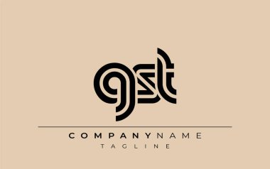 GST Yaratıcı Eşsiz Modern Harf Logosu Tasarımı. Benzersiz bir harf dizaynına sahip stilize logo, soyut minimalist estetik ve modern cazibe sunar.