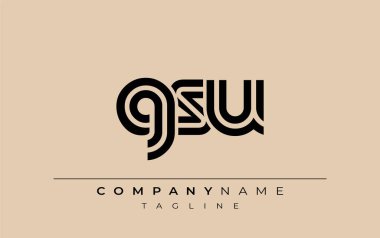 GSU Yaratıcı Eşsiz Modern Harf Logosu Tasarımı. Benzersiz bir harf dizaynına sahip stilize logo, soyut minimalist estetik ve modern cazibe sunar.