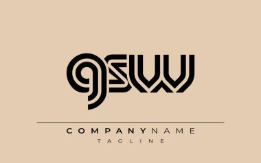 GSW Yaratıcı Eşsiz Modern Harf Logosu Tasarımı. Benzersiz bir harf dizaynına sahip stilize logo, soyut minimalist estetik ve modern cazibe sunar.