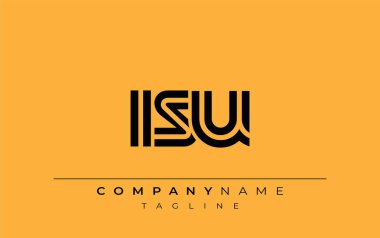 ISU Yaratıcı Eşsiz Modern Harf Logosu Tasarımı. Benzersiz bir harf dizaynına sahip stilize logo, soyut minimalist estetik ve modern cazibe sunar.