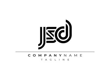 JSD Yaratıcı Eşsiz Modern Harf Logosu Tasarımı. Benzersiz bir harf dizaynına sahip stilize logo, soyut minimalist estetik ve modern cazibe sunar.