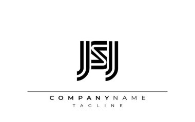 JSJ Yaratıcı Eşsiz Modern Harf Logosu Tasarımı. Benzersiz bir harf dizaynına sahip stilize logo, soyut minimalist estetik ve modern cazibe sunar.