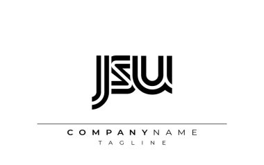 JSU Yaratıcı Eşsiz Modern Harf Logosu Tasarımı. Benzersiz bir harf dizaynına sahip stilize logo, soyut minimalist estetik ve modern cazibe sunar.