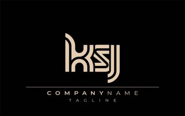 KSJ Yaratıcı Eşsiz Modern Harf Logosu Tasarımı. Benzersiz bir harf dizaynına sahip stilize logo, soyut minimalist estetik ve modern cazibe sunar.