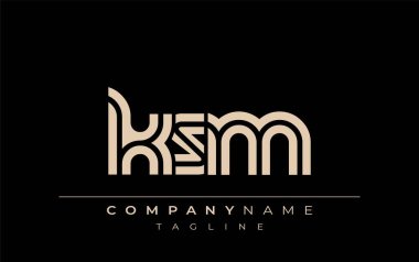 KSM Yaratıcı Eşsiz Modern Harf Logosu Tasarımı. Benzersiz bir harf dizaynına sahip stilize logo, soyut minimalist estetik ve modern cazibe sunar.