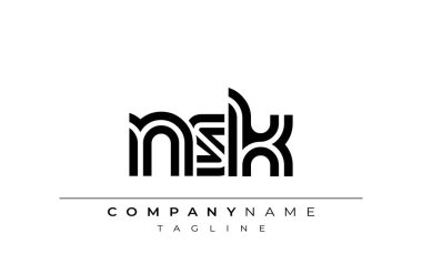 NSK Yaratıcı Eşsiz Modern Harf Logosu Tasarımı. Benzersiz bir harf dizaynına sahip stilize logo, soyut minimalist estetik ve modern cazibe sunar.