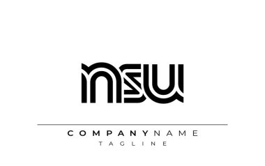 NSU Yaratıcı Eşsiz Modern Harf Logosu Tasarımı. Benzersiz bir harf dizaynına sahip stilize logo, soyut minimalist estetik ve modern cazibe sunar.