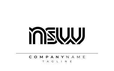 NSW Yaratıcı Eşsiz Modern Harf Logosu Tasarımı. Benzersiz bir harf dizaynına sahip stilize logo, soyut minimalist estetik ve modern cazibe sunar.