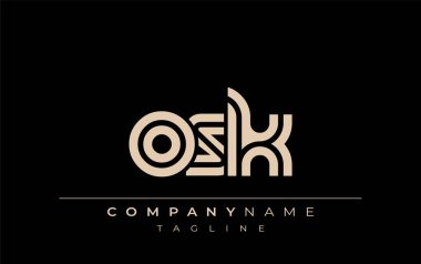 OSK Yaratıcı Eşsiz Modern Harf Logosu Tasarımı. Benzersiz bir harf dizaynına sahip stilize logo, soyut minimalist estetik ve modern cazibe sunar.