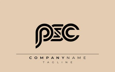 PSC Yaratıcı Eşsiz Modern Harf Logosu Tasarımı. Benzersiz bir harf dizaynına sahip stilize logo, soyut minimalist estetik ve modern cazibe sunar.