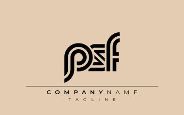 PSF Yaratıcı Eşsiz Modern Harf Logosu Tasarımı. Benzersiz bir harf dizaynına sahip stilize logo, soyut minimalist estetik ve modern cazibe sunar.