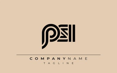 PSI Yaratıcı Eşsiz Modern Harf Logosu Tasarımı. Benzersiz bir harf dizaynına sahip stilize logo, soyut minimalist estetik ve modern cazibe sunar.